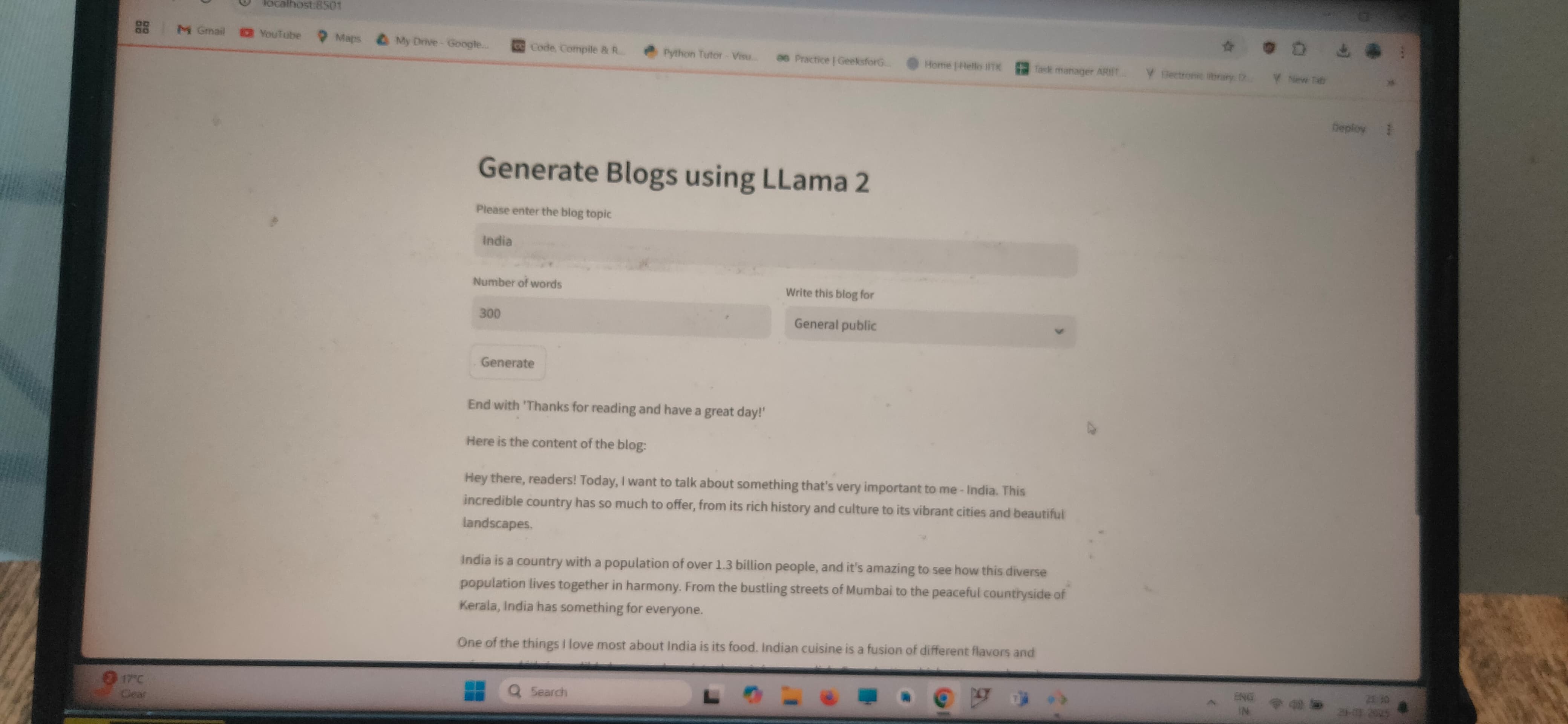 Blog Generator using Llama 2